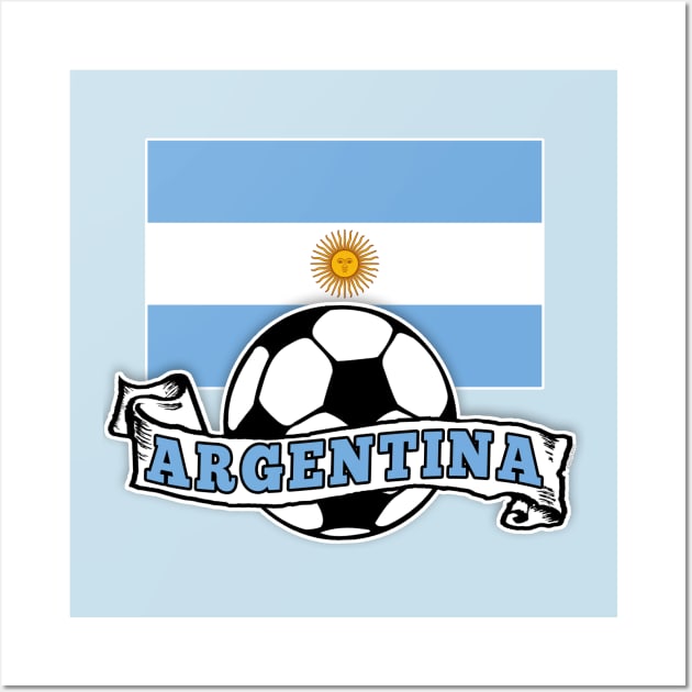 Argentina Flag T-Shirt SOCCER FUTBOL Wall Art by Scarebaby